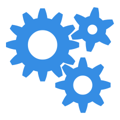 simple illustration of gears, light blue