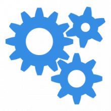 simple illustration of gears, light blue